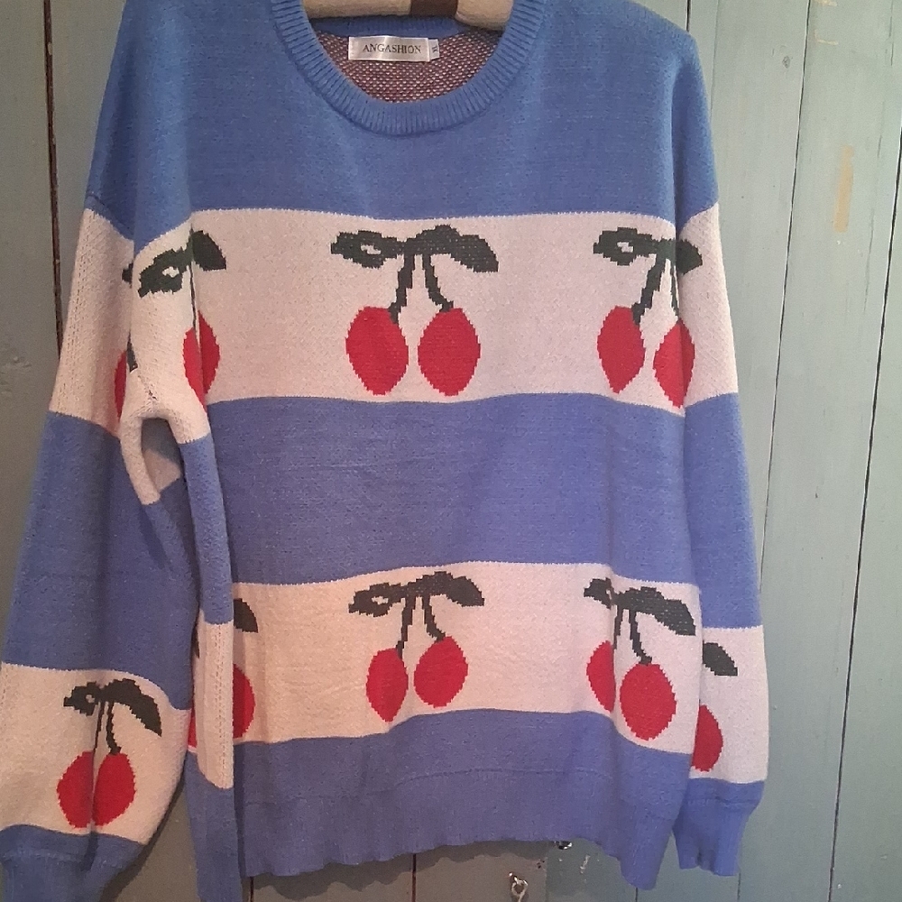 Cherry Detail Sweater. 25 In Length